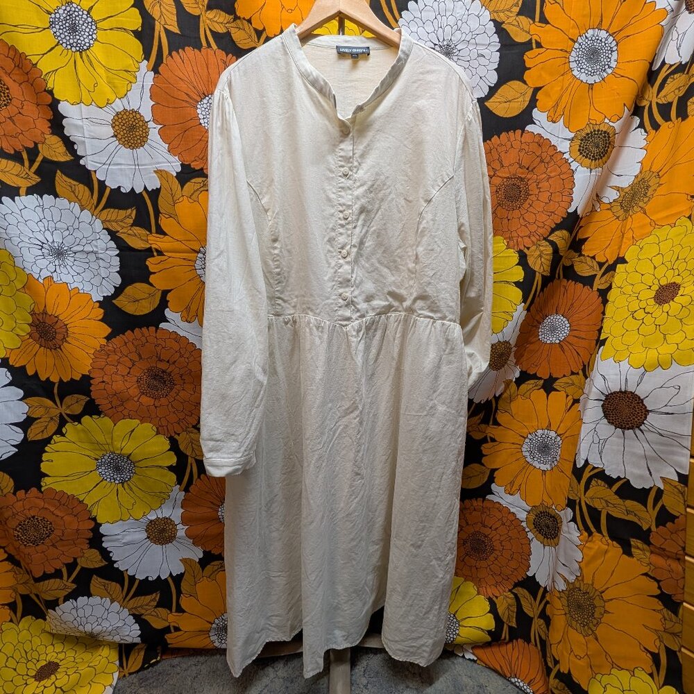 Lively Ghosts Live Deliciously Natural White Linen Dress 4X The Witch Puritan